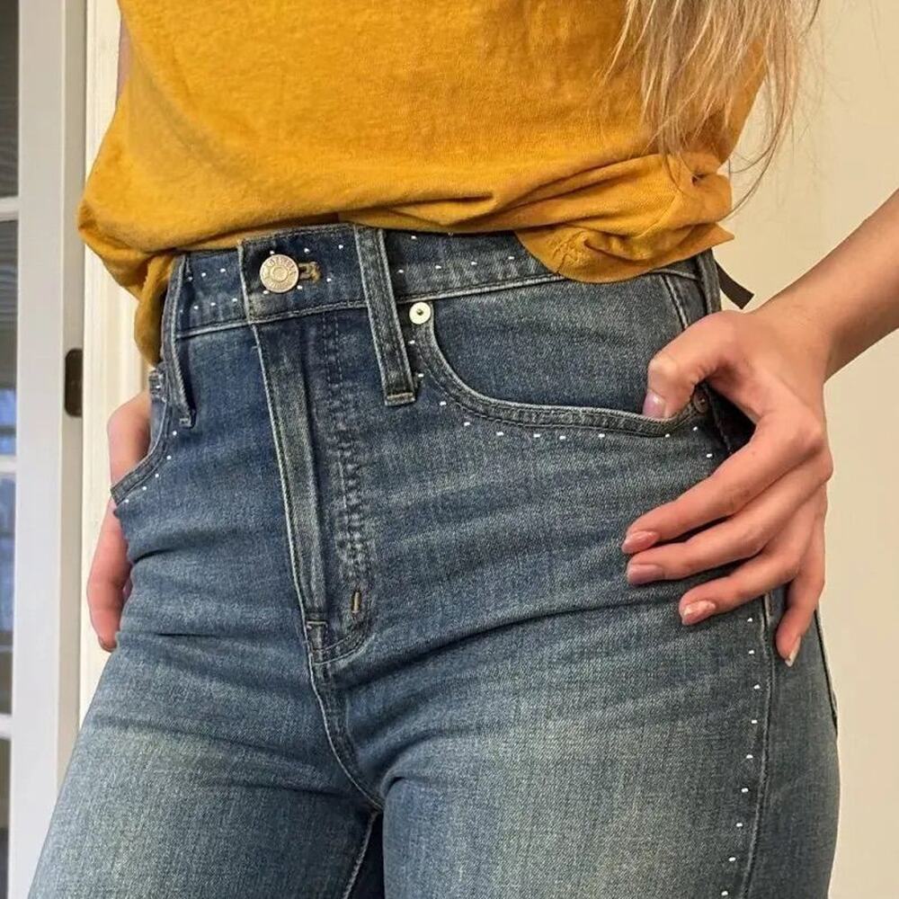 Madewell Wide-Leg Crop Stud Jeans Sz 30 - Picture 2 of 3